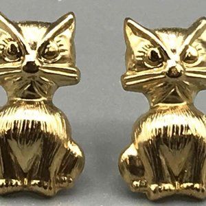 14k Yellow Gold Kitty Cat earrings for Cat Lovers!